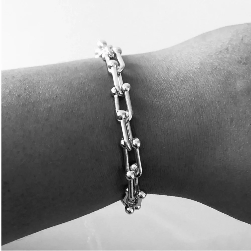 Silver Hardwear Small U Link Bracelet